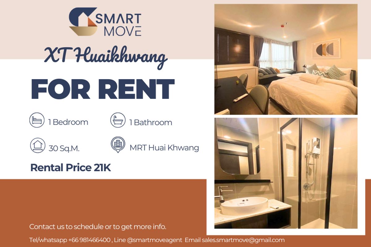 For RentCondoRatchadapisek, Huaikwang, Suttisan : 🔥 For Rent !!🔥 Code C20231200077..........XT Huaikhwang, 1 bedroom, 1 bathroom, North Facing, high floor 28++, corner room, furnished, ready to move in 📣📣