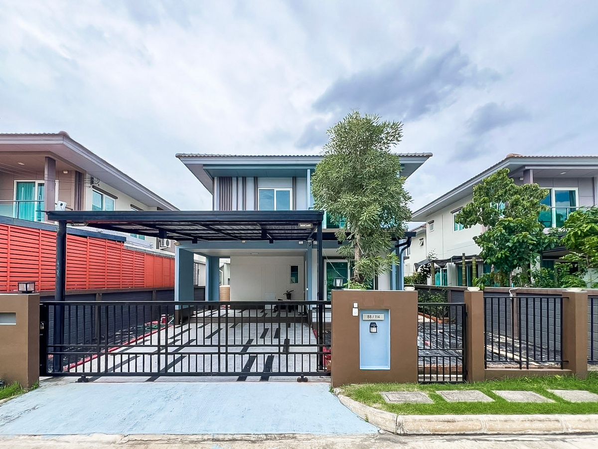 For SaleHousePathum Thani,Rangsit, Thammasat : 🏡 2 storey detached house, Saran Siri Village Tiwanon-Chaeng Watthana 2, beautiful house, ready to enter for only 4.99 million baht