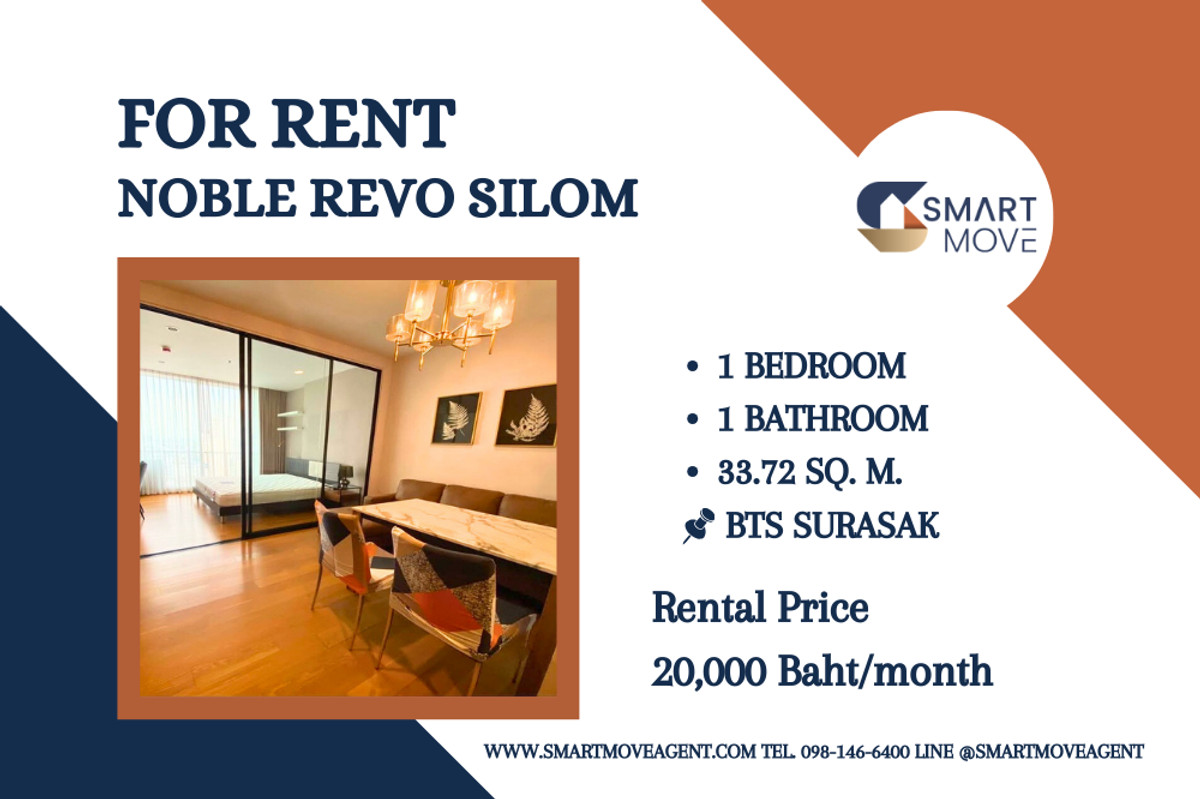 For RentCondoSathorn, Narathiwat : 🔥 For Rent !!🔥 Code C20250800055..........Noble Revo Silom, 1 bedroom, 1 bathroom, North Facing, high floor 24++, City view, furnished, ready to move in 📣📣