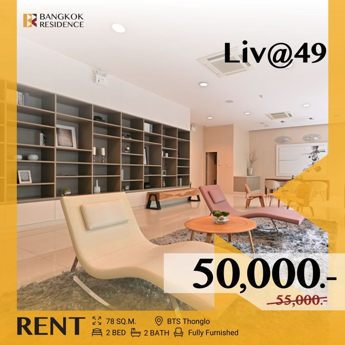 For RentCondoSukhumvit, Asoke, Thonglor : Liv@49 ✨ Elegant Low-Rise Living ✨ Near BTS Thonglo 
