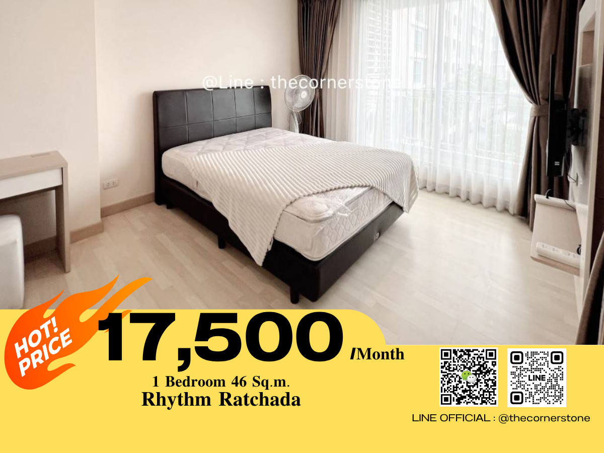 For RentCondoRatchadapisek, Huaikwang, Suttisan : Rhythm Ratchada | Available for Move-In |  Fully furnished with complete electrical appliances, ready to move in. Conveniently located next to MRT Ratchadaphisek No.251128