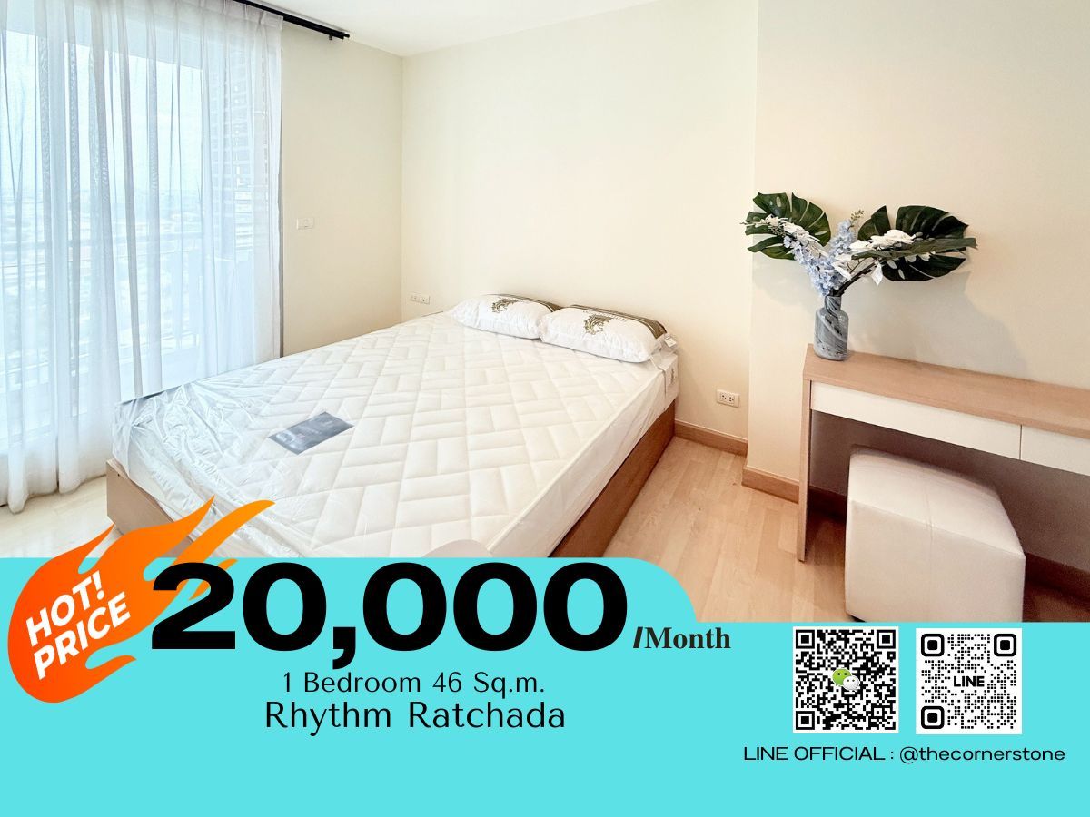 For RentCondoRatchadapisek, Huaikwang, Suttisan : Rhythm Ratchada | Available for Move-In |  Fully furnished with complete electrical appliances, ready to move in. Conveniently located next to MRT Ratchadaphisek No.251128