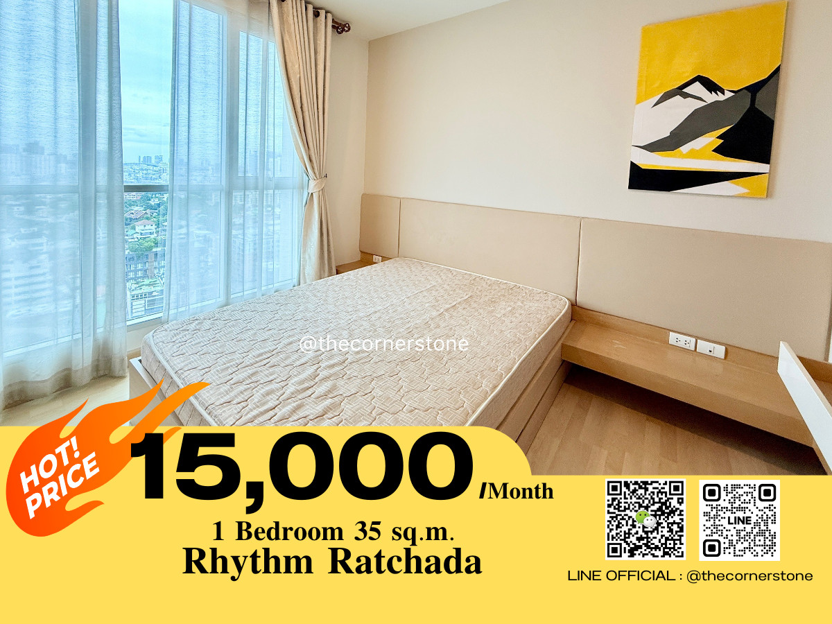 ให้เช่าคอนโดรัชดา ห้วยขวาง : ✅ ให้เช่า พร้อมเข้าอยู่ ♦️ 𝐑𝐡𝐲𝐭𝐡𝐦 𝐑𝐚𝐭𝐜𝐡𝐚𝐝𝐚 ♦️  ห้องราคาดีมาก ทำเลดีอยู่ติด 𝐌𝐑𝐓 รัชดาภิเษก 🚇 (𝐍𝐨.𝟐𝟓𝟎𝟕𝟖𝟖)