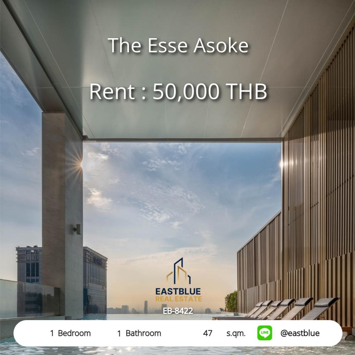 ให้เช่าคอนโดสุขุมวิท อโศก ทองหล่อ : คอนโดหรู The Esse Asoke 1 ห้องนอน ใจกลางอโศก 
เช่าเพียง 50,000 บาท/เดือน ใกล้ BTS MRT เดินทางสะดวก!