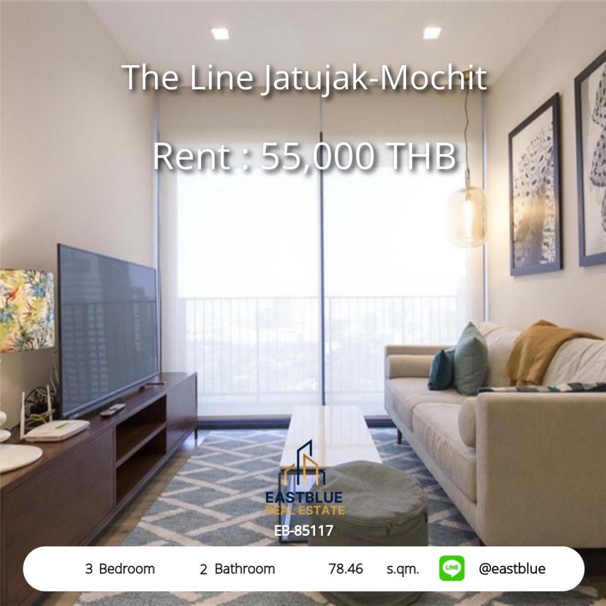 ให้เช่าคอนโดสะพานควาย จตุจักร : เช่า The Line จตุจักร-หมอชิต 3 ห้องนอน พร้อมสิ่งอำนวยความสะดวกครบครัน 
เดินทางสะดวก ใกล้ BTS/MRT เริ่มต้น 55,000 บาท/เดือน!