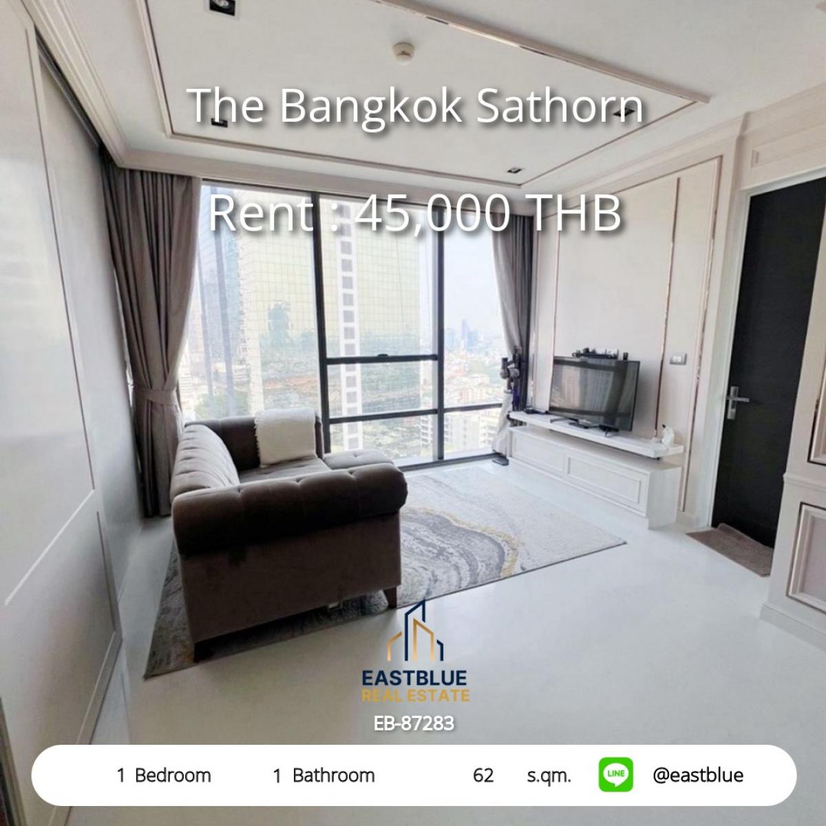 ให้เช่าคอนโดสาทร นราธิวาส : ✨ เช่า The Bangkok Sathorn 1 นอน 62 ตร.ม. ใกล้ BTS สุรศักดิ์ เพียง 45,000 บ./ด. 
🏙️ พร้อมสระว่ายน้ำ ฟิตเนส ร้านค้า ตอบโจทย์ชีวิตเมืองทันที!