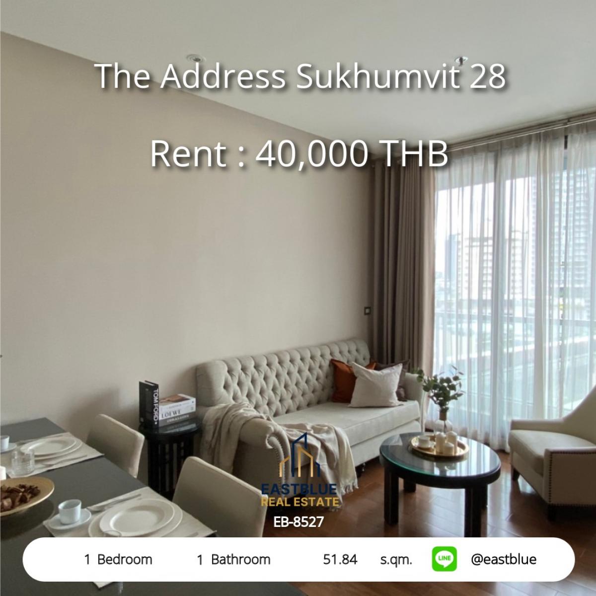ให้เช่าคอนโดสุขุมวิท อโศก ทองหล่อ : เช่าคอนโดหรู The Address Sukhumvit 28 ใกล้ BTS พร้อมพงษ์ 
1 ห้องนอน 40,000 บาท/เดือน วิวดี พร้อมสิ่งอำนวยความสะดวกครบครัน!