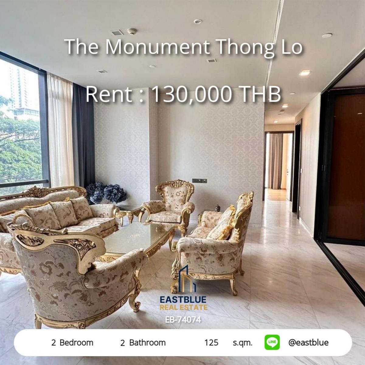 ให้เช่าคอนโดสุขุมวิท อโศก ทองหล่อ : Luxury 2-Bed Condo at The Monument Thong Lo – Spacious 125 sqm 
Prime Location Near BTS & Shopping, Only 130,000 THB/Month!