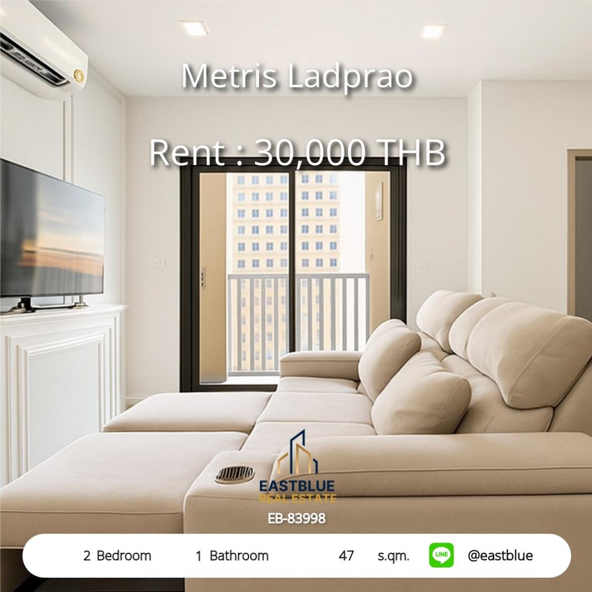 For RentCondoLadprao, Central Ladprao : เช่าคอนโดพร้อมอยู่ Metris Ladprao 2 ห้องนอน ใจกลางเมือง 
ใกล้ BTS/MRT แหล่งช้อปปิ้งเพียบ เพียง 30,000 บาท/เดือน!
