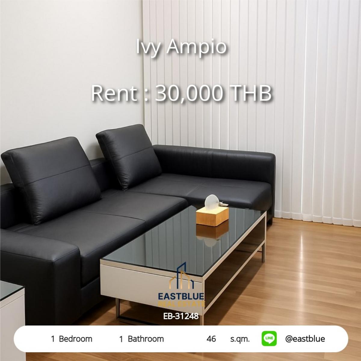 ให้เช่าคอนโดรัชดา ห้วยขวาง : ห้องสวย 1 นอน 46 ตร.ม. ใกล้ BTS ศูนย์วัฒนธรรม เช่า 30,000 บ./ด. 
Ivy Ampio พร้อม Sky Pool & ฟิตเนสสุดหรู รีบจองเลย!