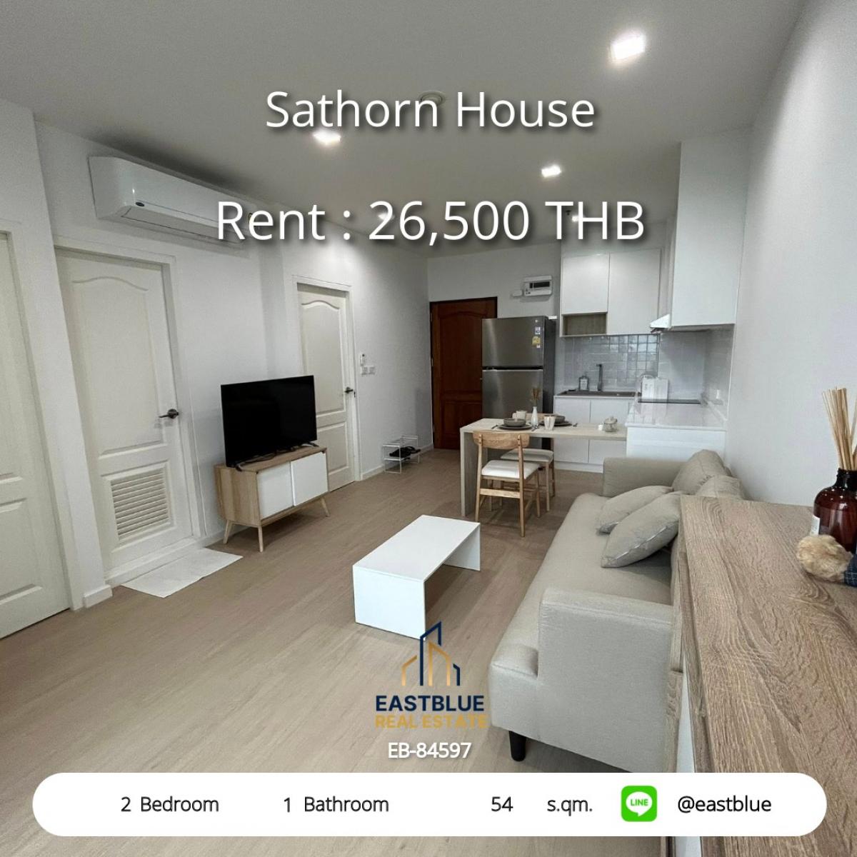 For RentCondoSathorn, Narathiwat : เช่าคอนโด Sathorn House 2 ห้องนอน ใจกลางสีลม ใกล้ BTS/MRT 
ราคาเพียง 26,500 บาท/เดือน พร้อมฟิตเนส-ซาวน่า-ที่จอดรถ!