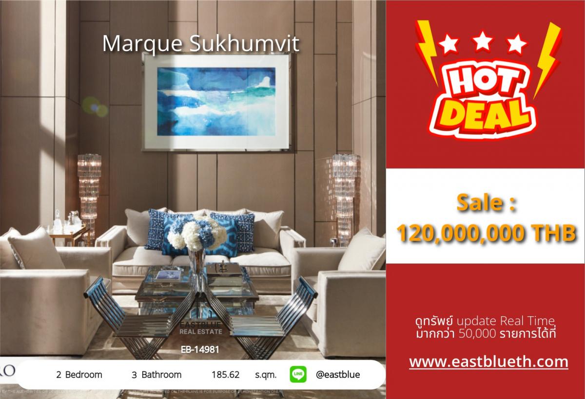 For SaleCondoSukhumvit, Asoke, Thonglor : ราคาจริงรวมค่าใช้จ่ายแล้วLuxury 2 Bed Condo @ Marque Sukhumvit – Prime Phrom Phong Location! 
ขาย/เช่า 185 ตร.ม. วิวสวน มาพร้อมฟิตเนส-สระว่ายน้ำ เริ่ม 350,000฿/ด.