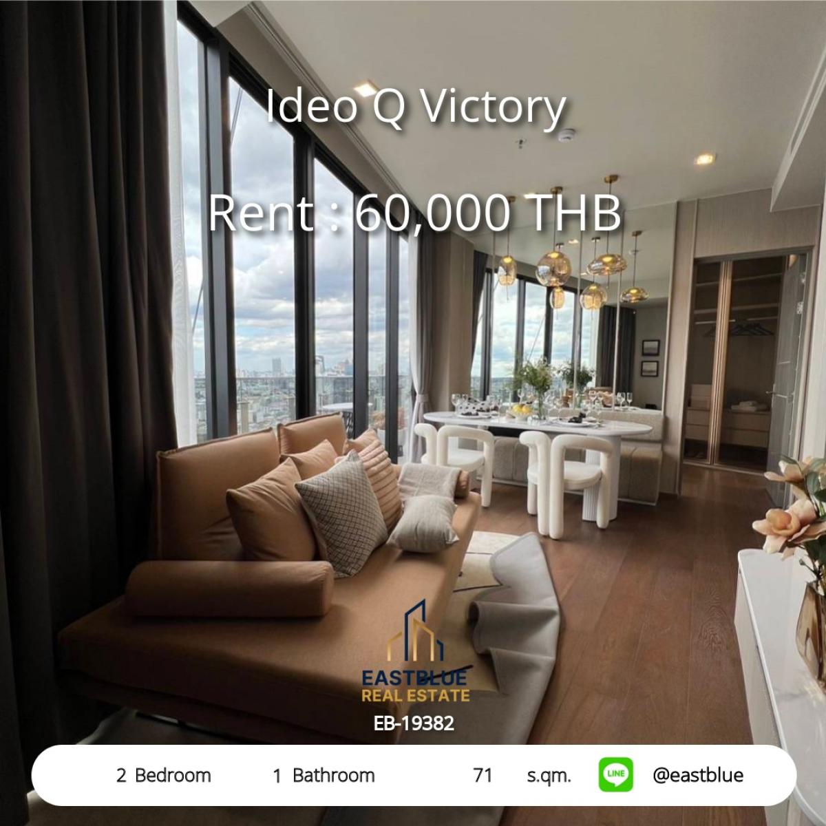 For RentCondoAri,Anusaowaree : Rent a 2-bedroom condo at Ideo Q Victory near Victory Monument BTSA convenient life in the heart of the city, equipped with premium amenities!