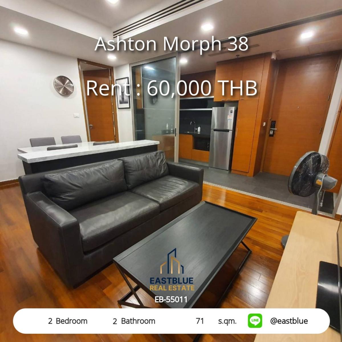 For RentCondoSukhumvit, Asoke, Thonglor : For rent: Ashton Morph 38 condo near Thonglor BTS2 bedrooms, 2 bathrooms, 71 sq.m. with swimming pool and fitness!