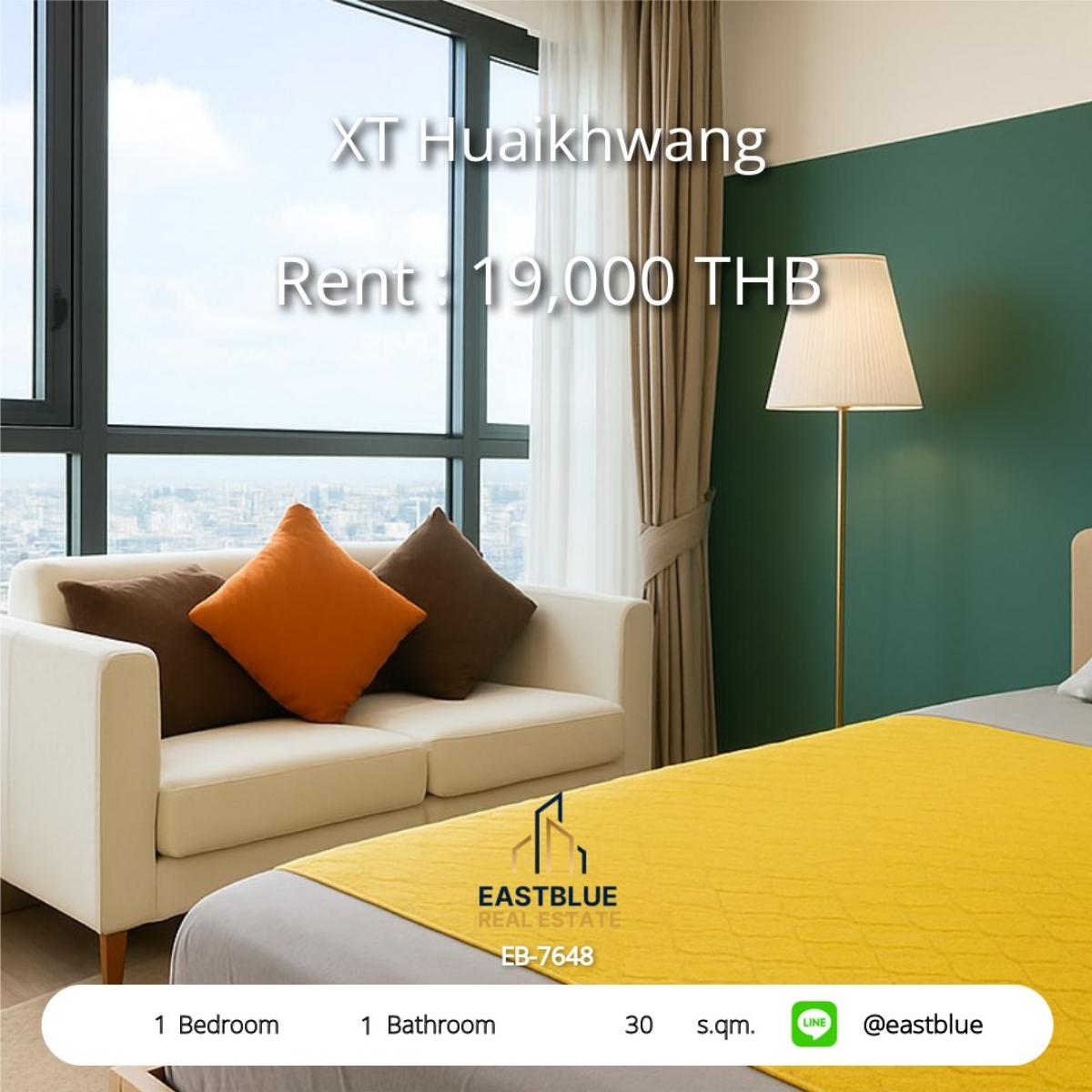 For RentCondoRatchadapisek, Huaikwang, Suttisan : 1-bedroom condo in the heart of Huai Khwang, rent only 19,000 Baht/month. Close to BTS MRT, convenient for all travel!