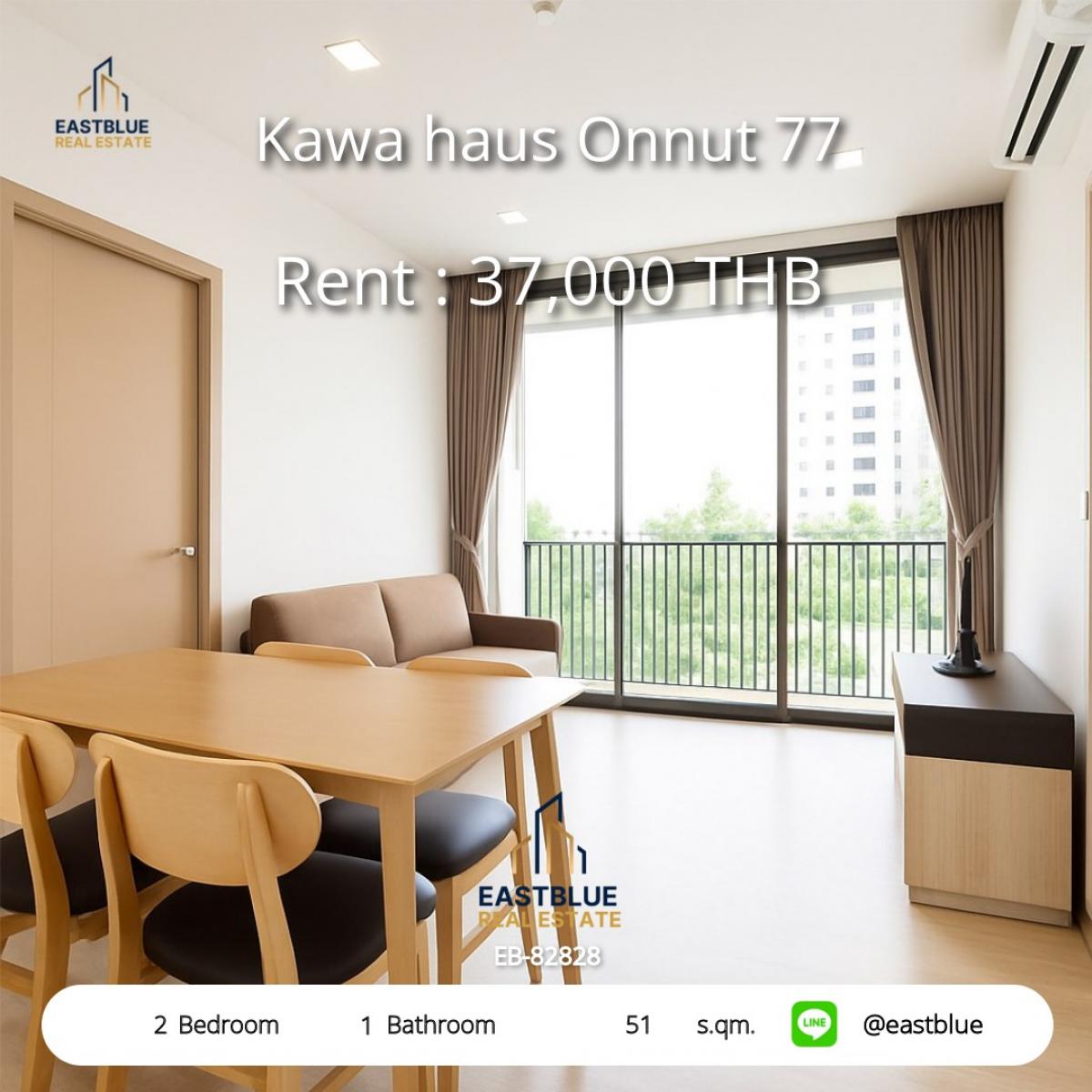 For RentCondoOnnut, Udomsuk : Beautiful room with 2 bedrooms near BTS On Nut
Rent the Kawa Haus Onnut 77 for only 37,000 baht/month!