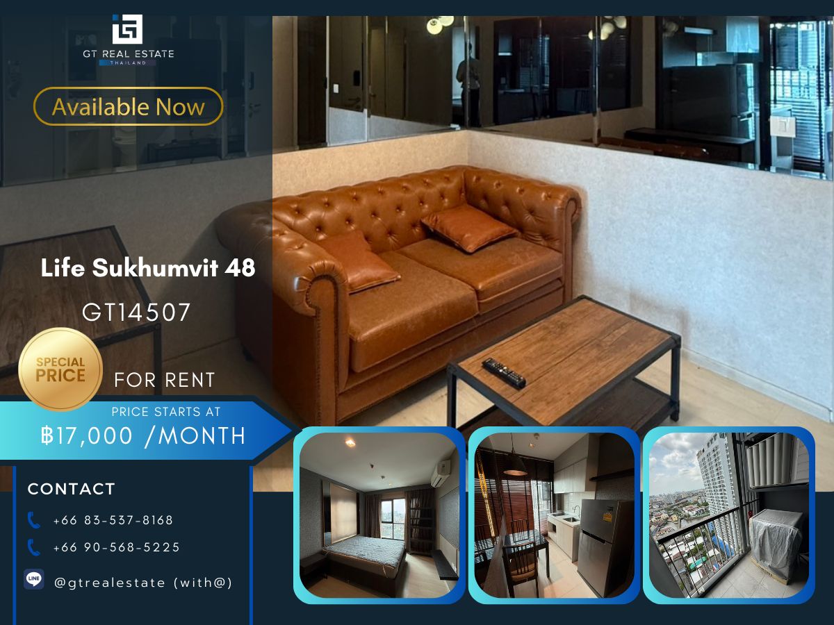 For RentCondoOnnut, Udomsuk : Life Sukhumvit 48 condo, convenient to travel, near the BTS Skytrain, have a beautiful room shuttle, complete furniture ready.