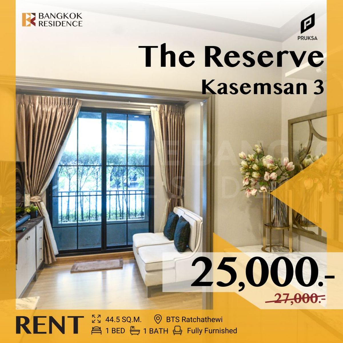 For RentCondoSiam Paragon ,Chulalongkorn,Samyan : The Reserve Kasemsan 3 🌟 Beautiful European-style unit with garden view 🌳 Near BTS National Stadium