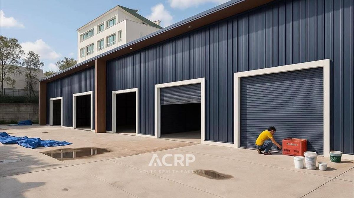 For RentWarehousePattanakan, Srinakarin : Warehouse/office/studio for rent in Srinakarin, prime location near the MRT Yellow Line, Phatthanakan Station.