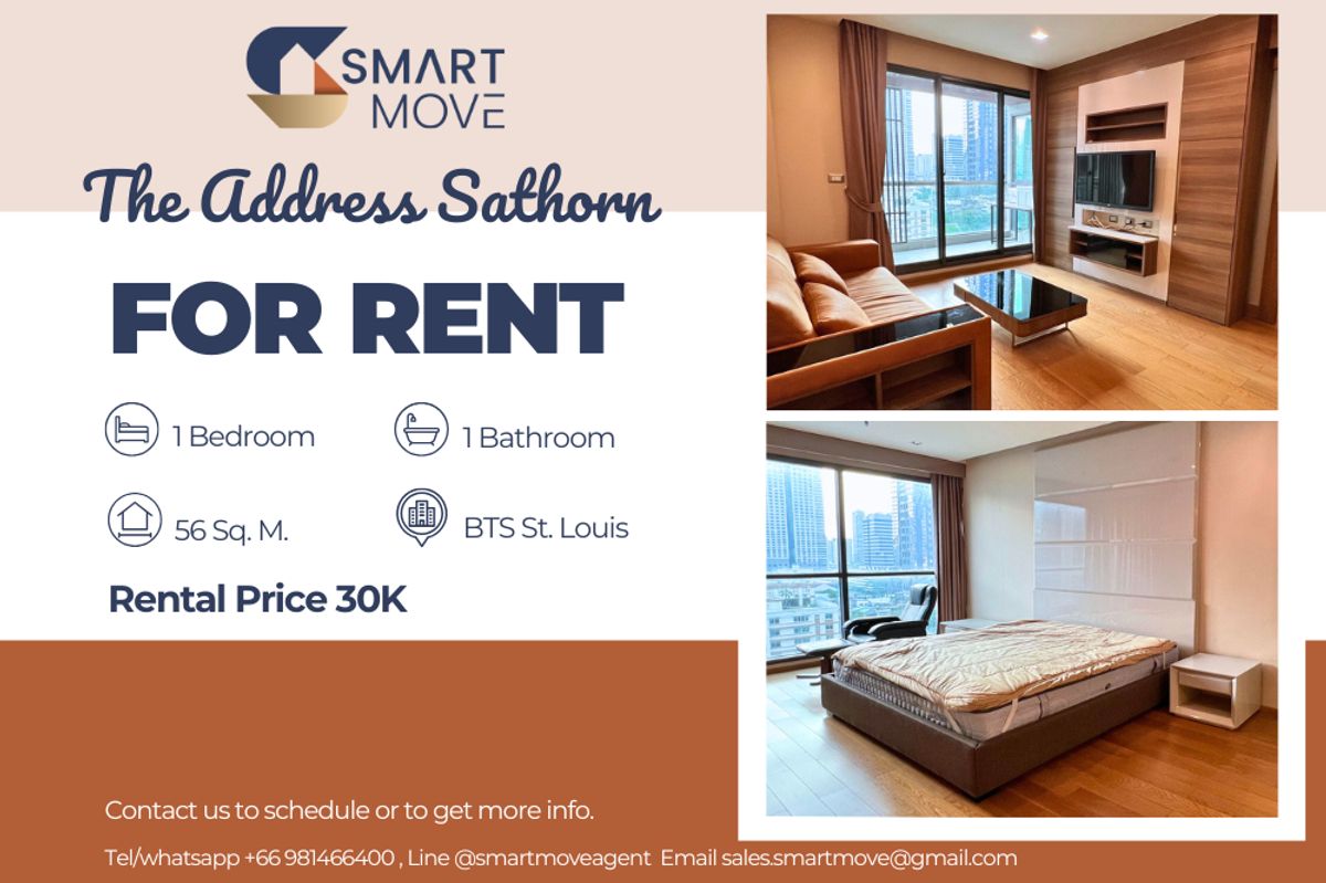 For RentCondoSathorn, Narathiwat : 🔥 For Rent !! rare item, high floor 10++,🔥 Code C20221201431......The Address Sathorn, 1 bedroom, 1 bathroom, furnished, ready to move in 📣📣