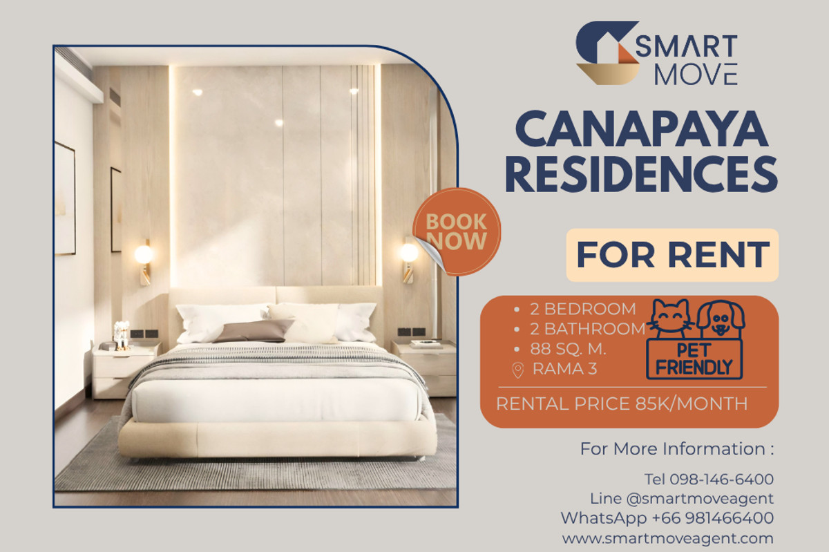 ให้เช่าคอนโดพระราม 3 สาธุประดิษฐ์ : 🔥 สำหรับเช่า !! เลี้ยงสัตว์ได้, ชั้นสูง 40++, วิวเมืองไม่บล็อค,🔥 Code C20250800052......Canapaya Residences, 2 ห้องนอน, 2 ห้องน้ำ, แต่งครบ, พร้อมเข้าอยู่ 📣📣
