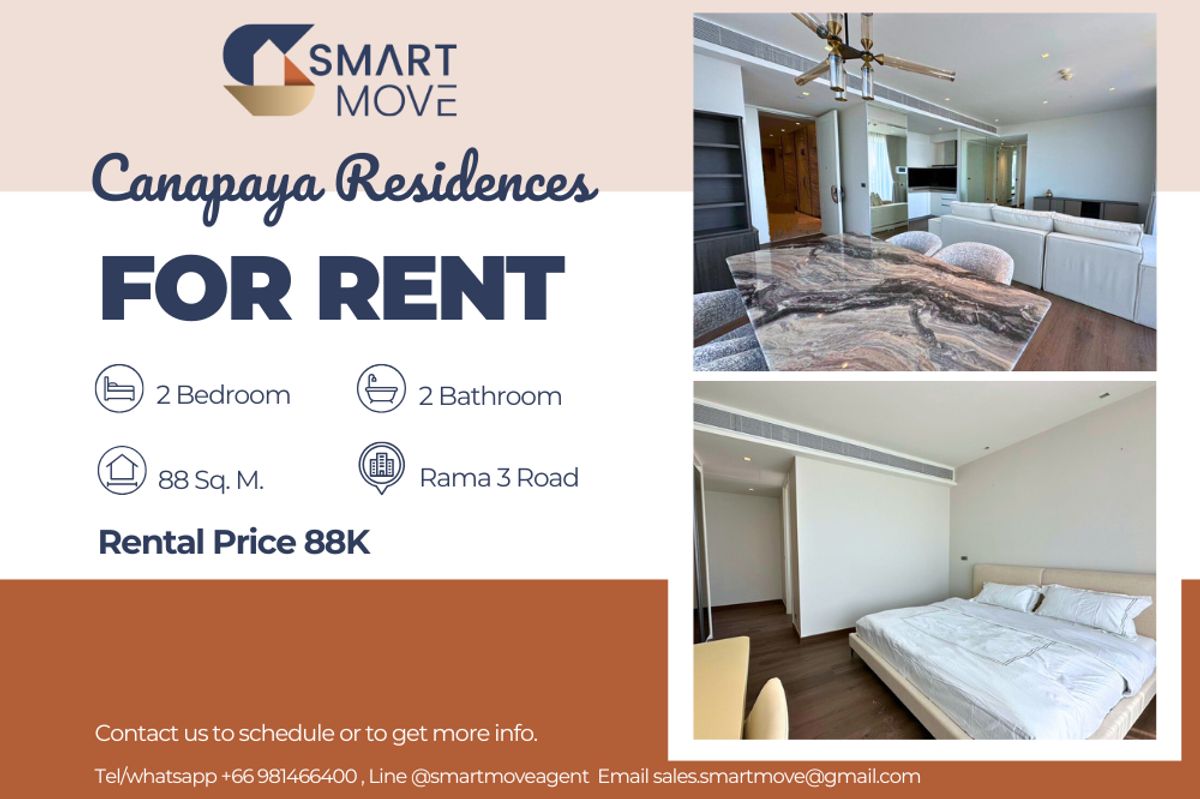 For RentCondoRama3 (Riverside),Satupadit : 🔥 For Rent !! Pet friendly, high floor 40++, City View,🔥 Code C20250800052......Canapaya Residences, 2 bedroom, 2 bathroom, furnished, ready to move in 📣📣