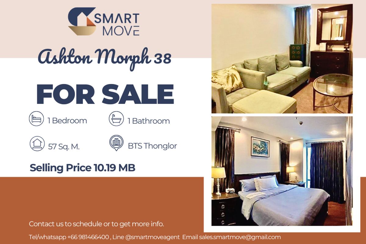 For SaleCondoSukhumvit, Asoke, Thonglor : 🔥 Sale with tenant, South Facing, Pet Friendly !!🔥 Code C20221206830..........Ashton Morph 38, 1 bedroom, 1 bathroom, furnished, Special Deal!!📣📣