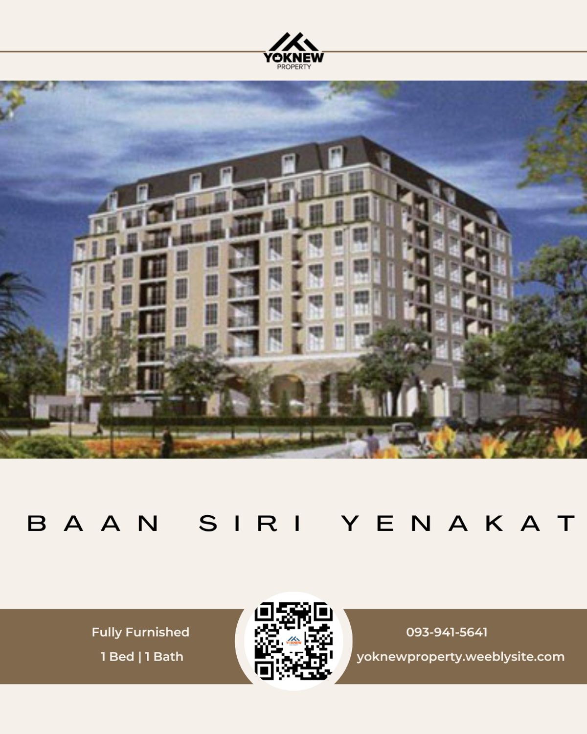 For RentCondoSathorn, Narathiwat : 𝗕𝗮𝗮𝗻 𝗦𝗶𝗿𝗶 𝗬𝗲𝗻𝗮𝗸𝗮𝘁 | 1 bedroom 1 bathroom | 55 sq.m. | 𝗙𝘂𝗹𝗹𝘆 𝗙𝘂𝗿𝗻𝗶𝘀𝗵𝗲𝗱 | Rent 30,000 baht/month