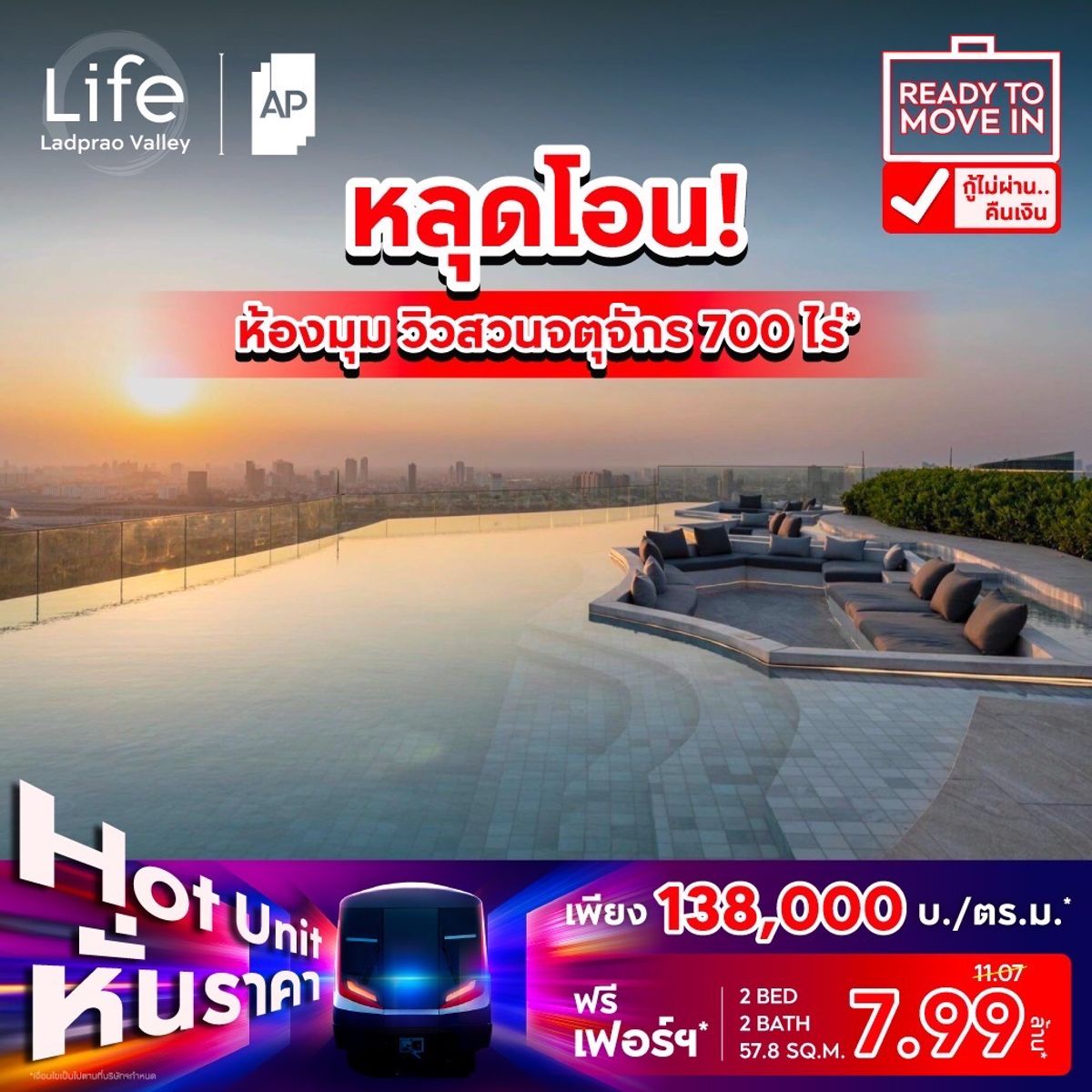 ขายคอนโดลาดพร้าว เซ็นทรัลลาดพร้าว : ⚡️🔥 ราคาปิดโครงการ 2 นอน 2 น้ำ 7.99 เท่านั้น❗️🔥 