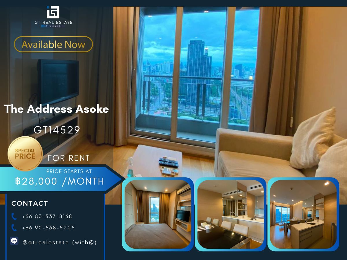 For RentCondoRama9, Petchburi, RCA : The Address Asoke Condo is convenient to travel near the MAT BTS.