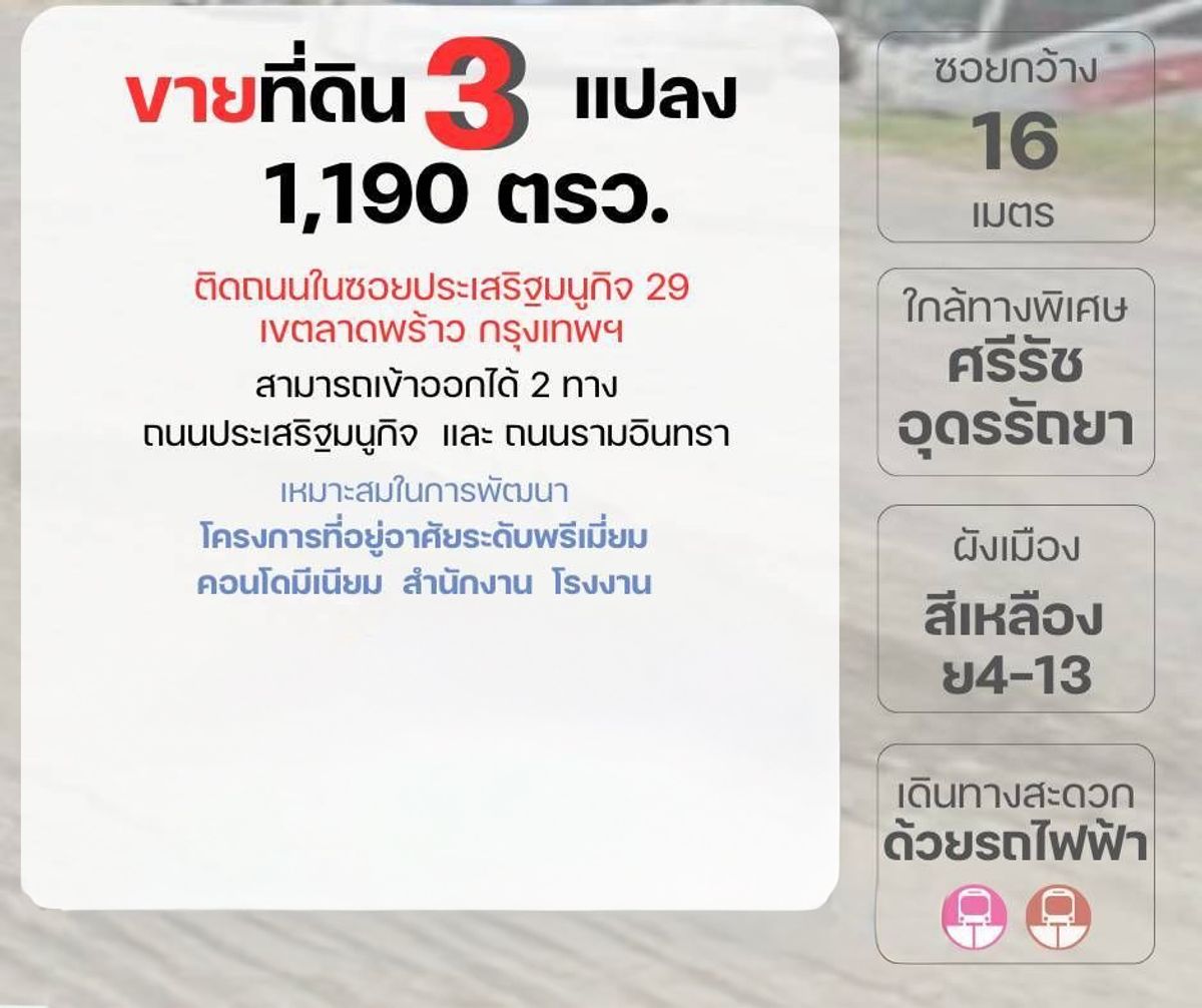 For SaleLandKaset Nawamin,Ladplakao : 2 rai of land, Soi Ram Inthra 14 / (Sell), Vacant Land 2 Rai Soi Ram Inthra 14 / (For Sale) TPM010