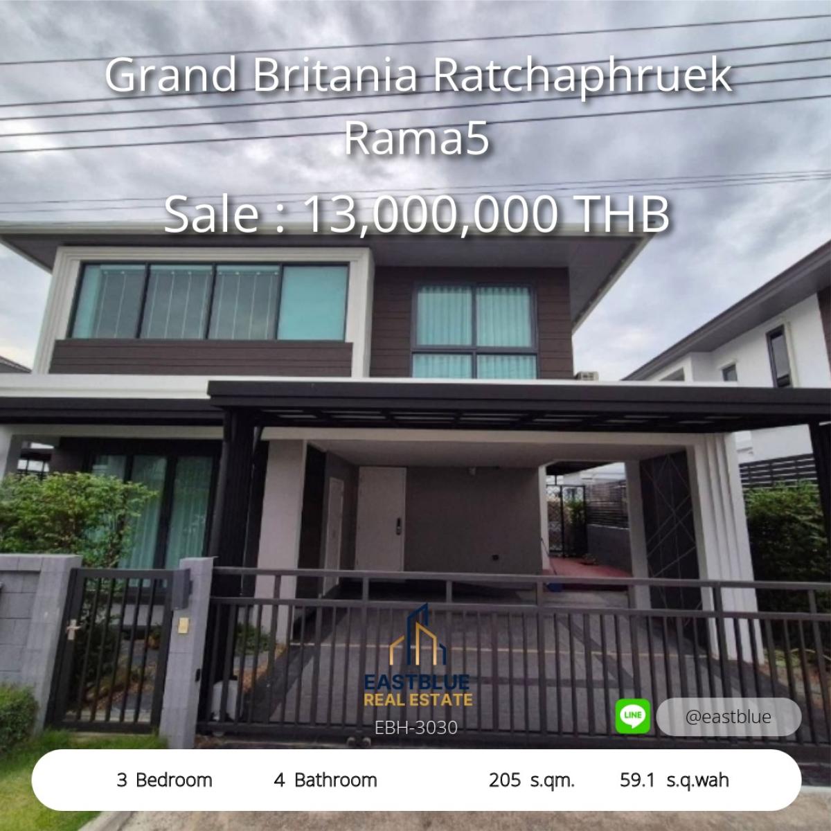 ขายบ้านสมุทรปราการ สำโรง : บ้านเดี่ยวหรู 3 นอน 4 น้ำ ในทำเลทอง ราชพฤกษ์-พระราม 5 
Luxury 3 Beds 4 Baths Home in Prime Ratchaphruek-Rama 5 Location 

ขายบ้าน 13 ล้าน พร้อมพื้นที่กว้าง 205 ตรม. ใกล้เมือง 
For Sale: 13M THB Spacious 205 sqm Home Near City