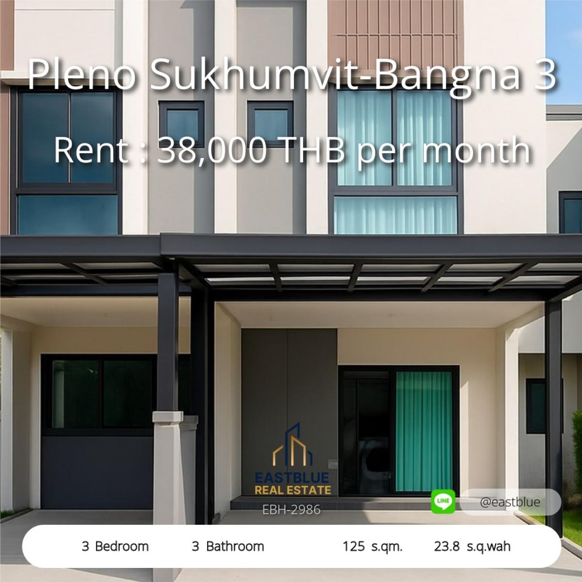 ให้เช่าทาวน์โฮมบางนา แบริ่ง ลาซาล : บ้านสวย 3 ห้องนอน ใจกลางสุขุมวิท-บางนา ให้เช่าเพียง 38,000 บาท! 
Beautiful 3-Bedroom House in Sukhumvit-Bangna, Rent Only 38,000 THB!