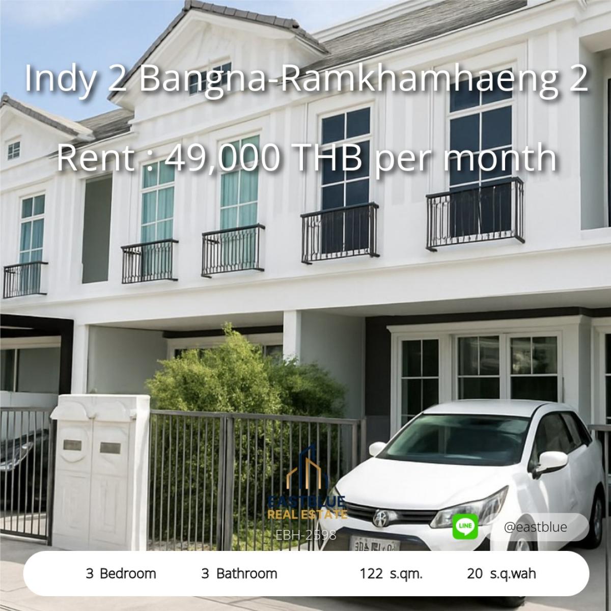 For RentTownhomeBangna, Bearing, Lasalle : บ้านเดี่ยว Indy 2 บางนา-รามคำแหง 3 ห้องนอน พร้อมอยู่! 
Cozy 3-Bed 3-Bath Home at Indy 2 Bangna-Ramkhamhaeng – Ready to Move In!