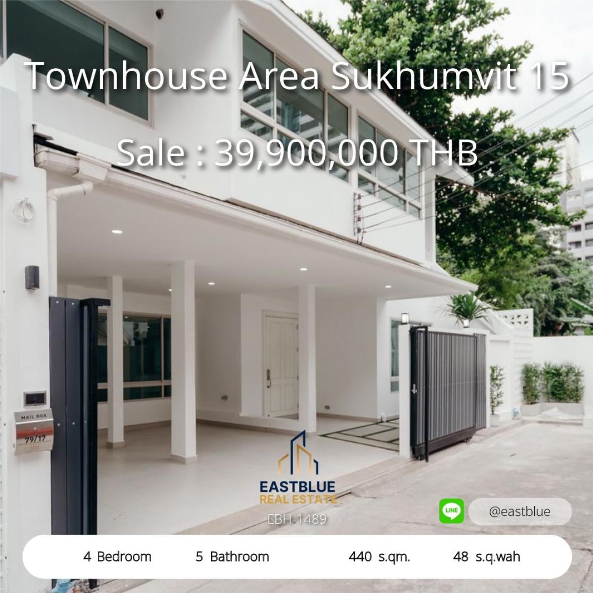 For SaleTownhomeSukhumvit, Asoke, Thonglor : Single house in the heart of Sukhumvit 15, ready to move in, 4 bedrooms, 39.9 million baht. Prime 4-Bed Townhouse in Sukhumvit 15 for 39.9M THB, Ready to Move In!