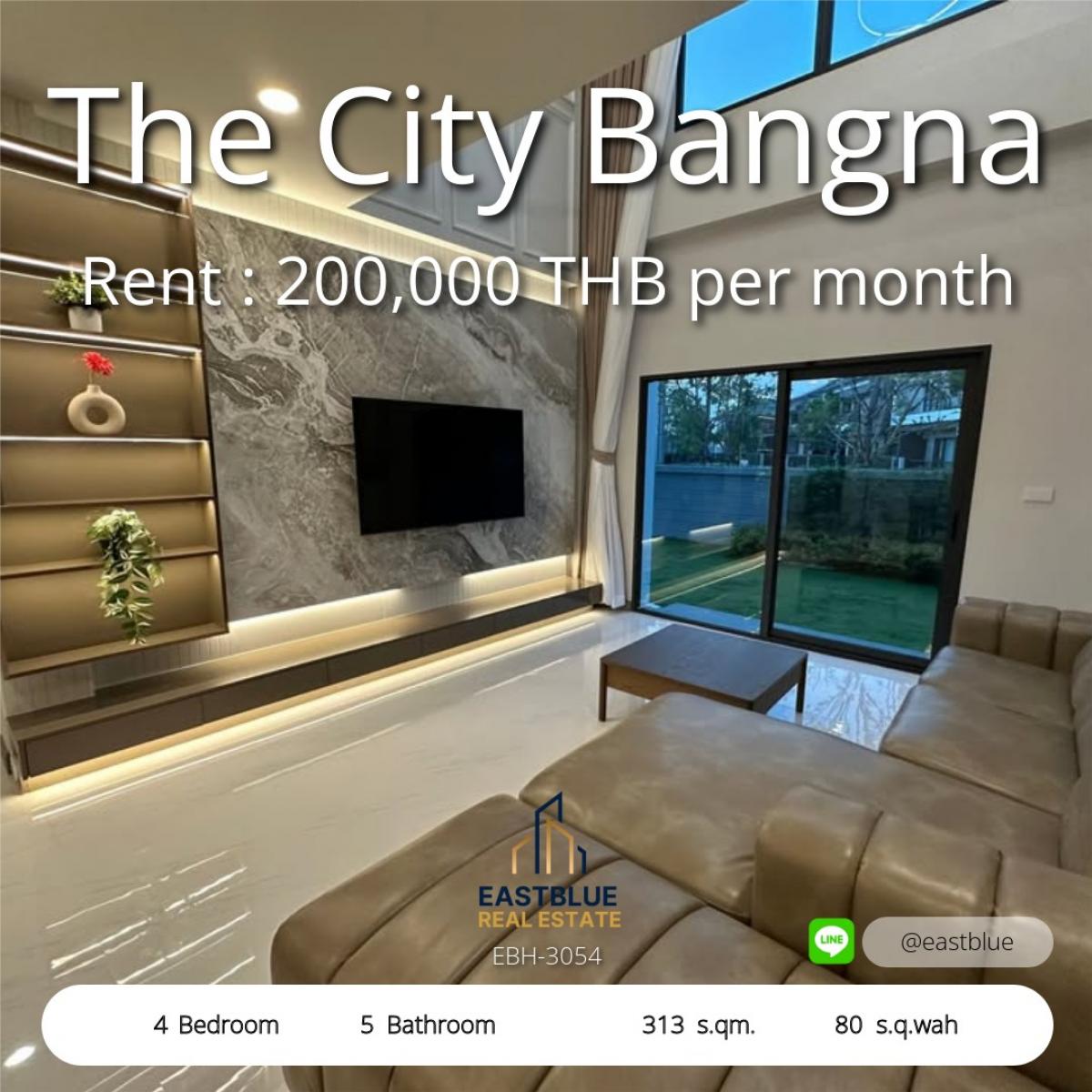 For RentHouseBangna, Bearing, Lasalle : Luxurious house for rent with a special corner Near Mega Bangna Luxurious Corner House for Rent Next to Mega Bangna – Spacious & Fully Furnished