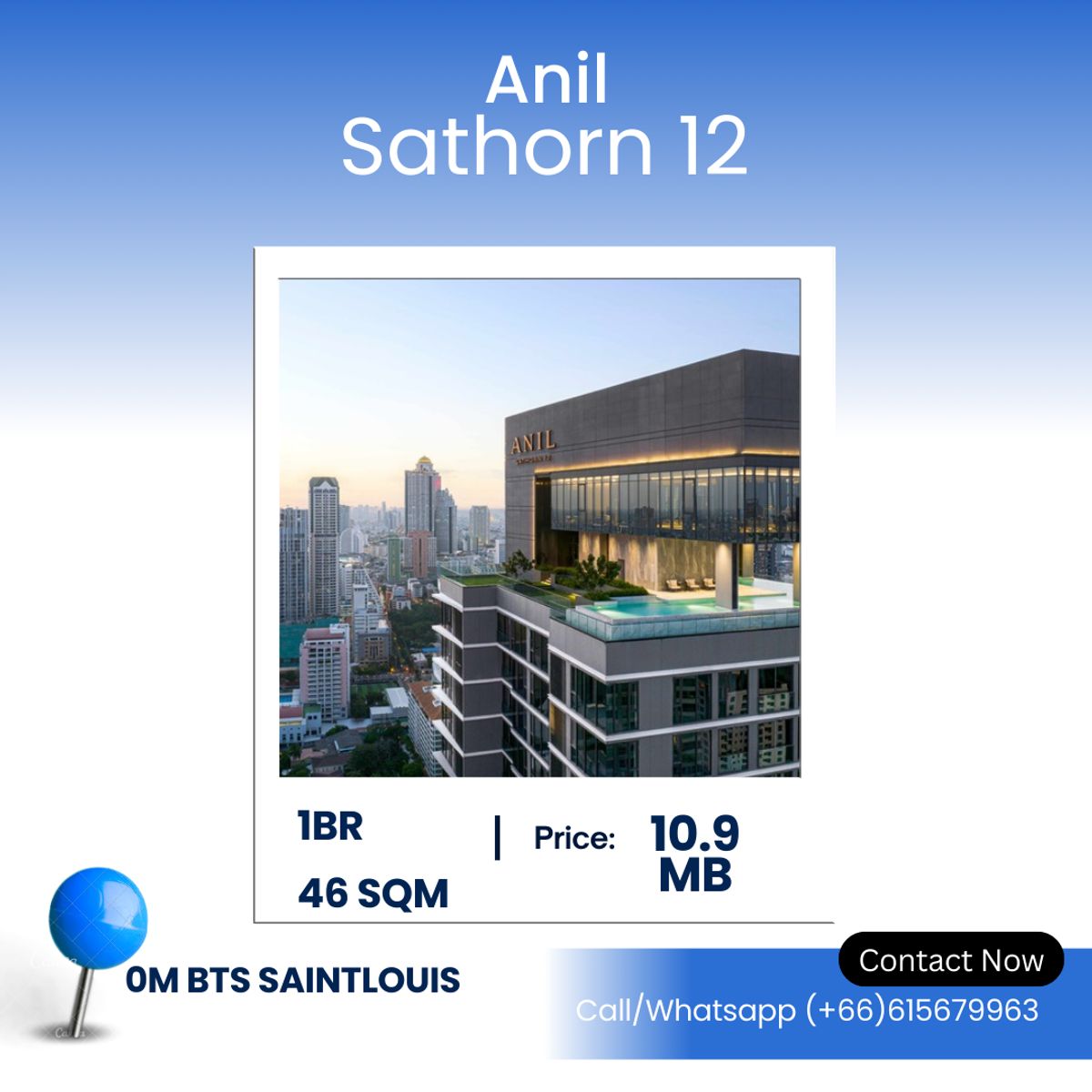 ขายคอนโดสาทร นราธิวาส : Anil Sathorn 12 – Luxury 1-Bedroom in CBD Spacious 1-Bedroom Condo – 46 SQ.M. | ฿10.9 Million