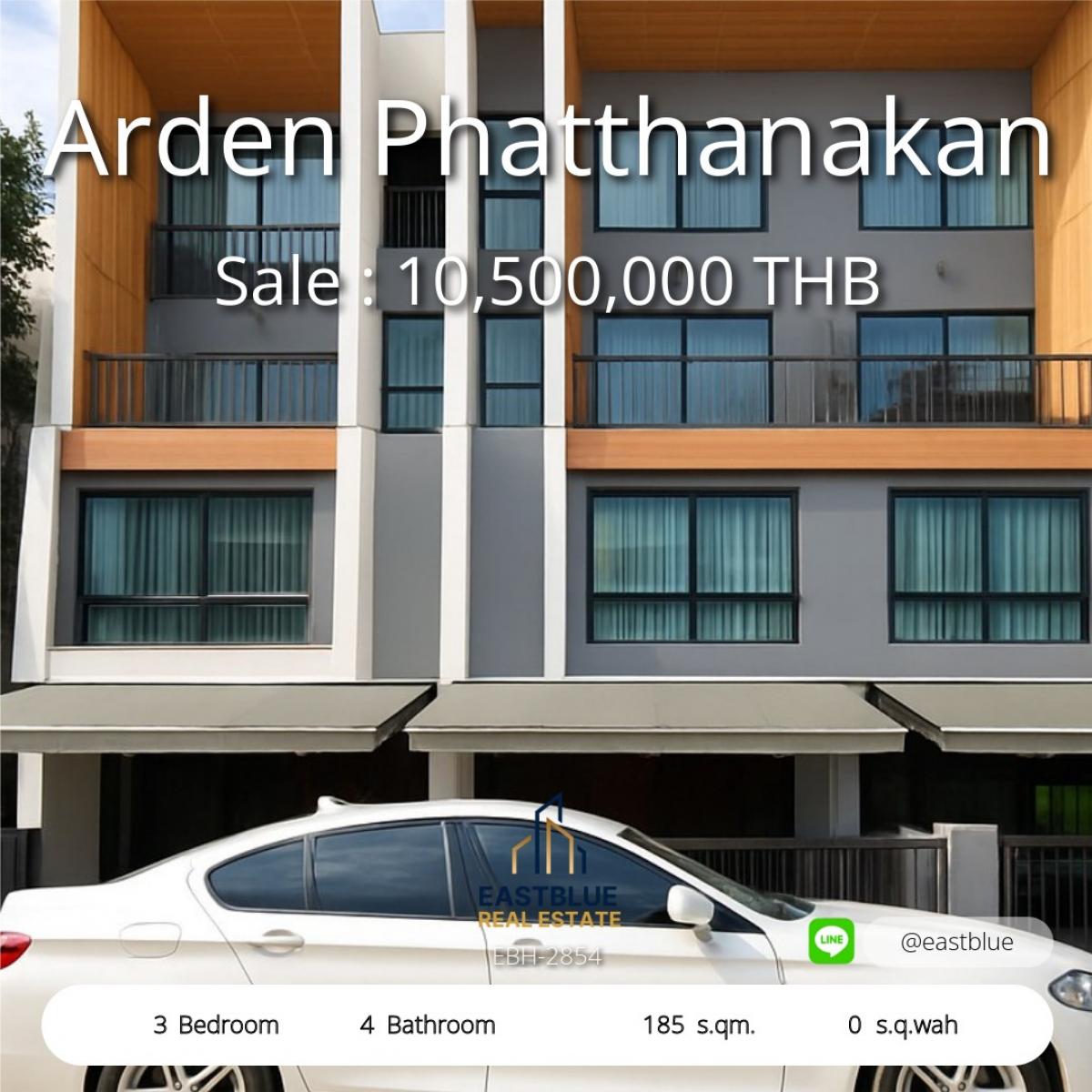 ขายทาวน์โฮมพัฒนาการ ศรีนครินทร์ : บ้านหรู Arden Phatthanakan 3 ห้องนอน พร้อมเข้าอยู่ ใจกลางเมือง 
Luxurious 3-Bedroom Townhome at Arden Phatthanakan, Move-in Ready in Prime Location