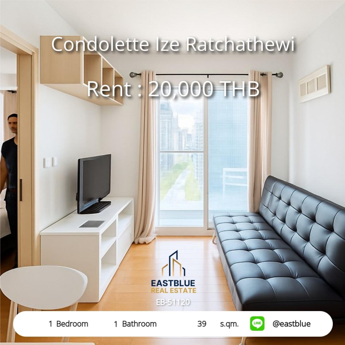 For RentCondoRatchathewi,Phayathai : New condo in the heart of Ratchadaphisek, 1 bedroom, only 20,000 baht/month! Convenient transportation, next to BTS Ratchathewi with complete amenities!