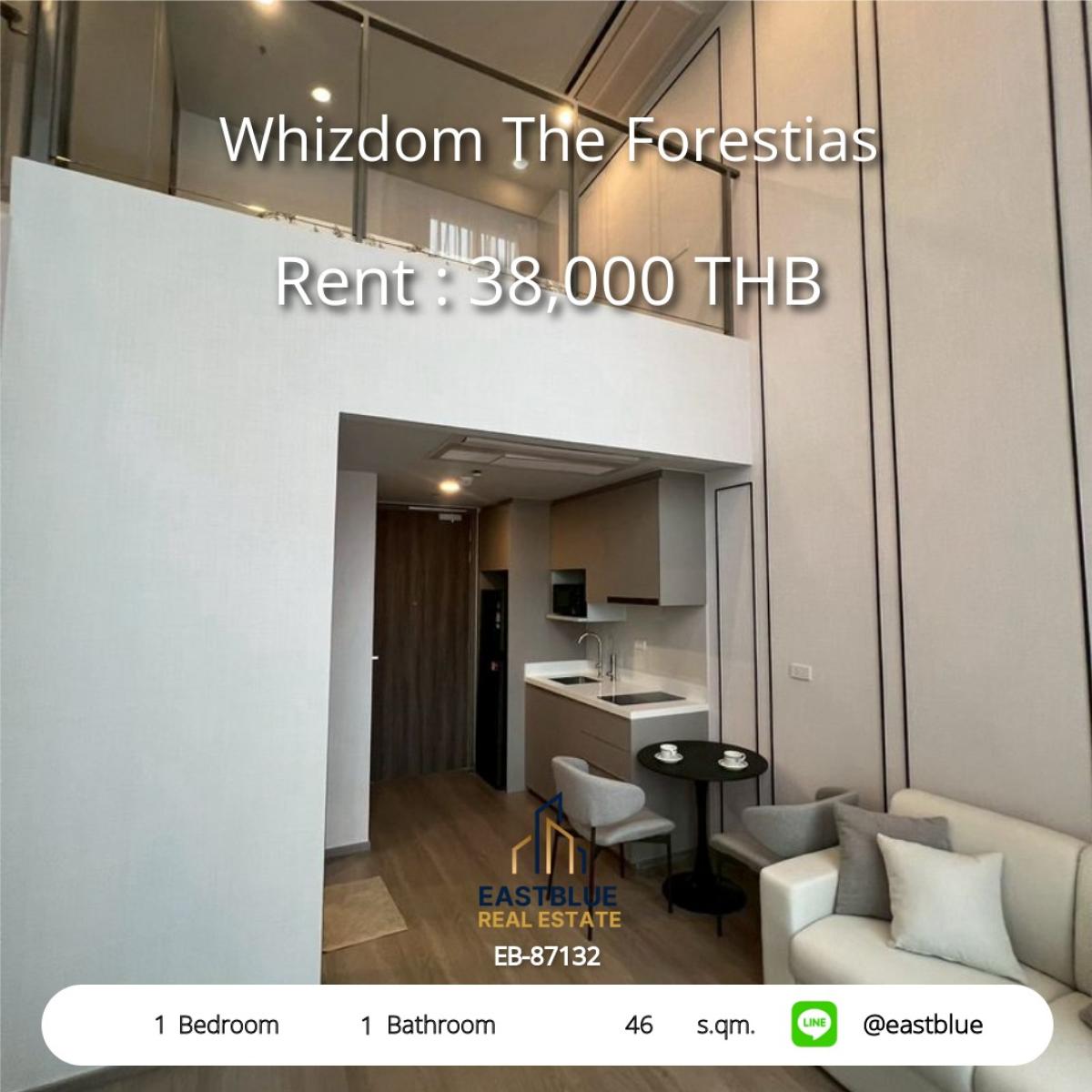 ให้เช่าคอนโดบางนา แบริ่ง ลาซาล : เช่า Whizdom The Forestias 1 ห้องนอน ใกล้ BTS บางนา 
คอนโด 46 ตร.ม. พร้อมสระว่ายน้ำ-ฟิตเนส เริ่มเพียง 38,000 บ./ด.