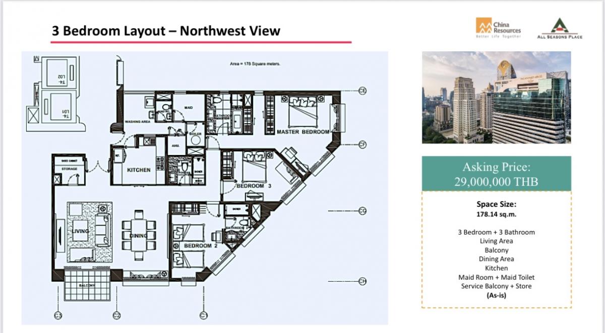 For SaleCondoWitthayu, Chidlom, Langsuan, Ploenchit : Luxurious in the city! 3-bedroom All Season Mansion near BTS PloenchitFully equipped with amenities, priced at only 28 million!
