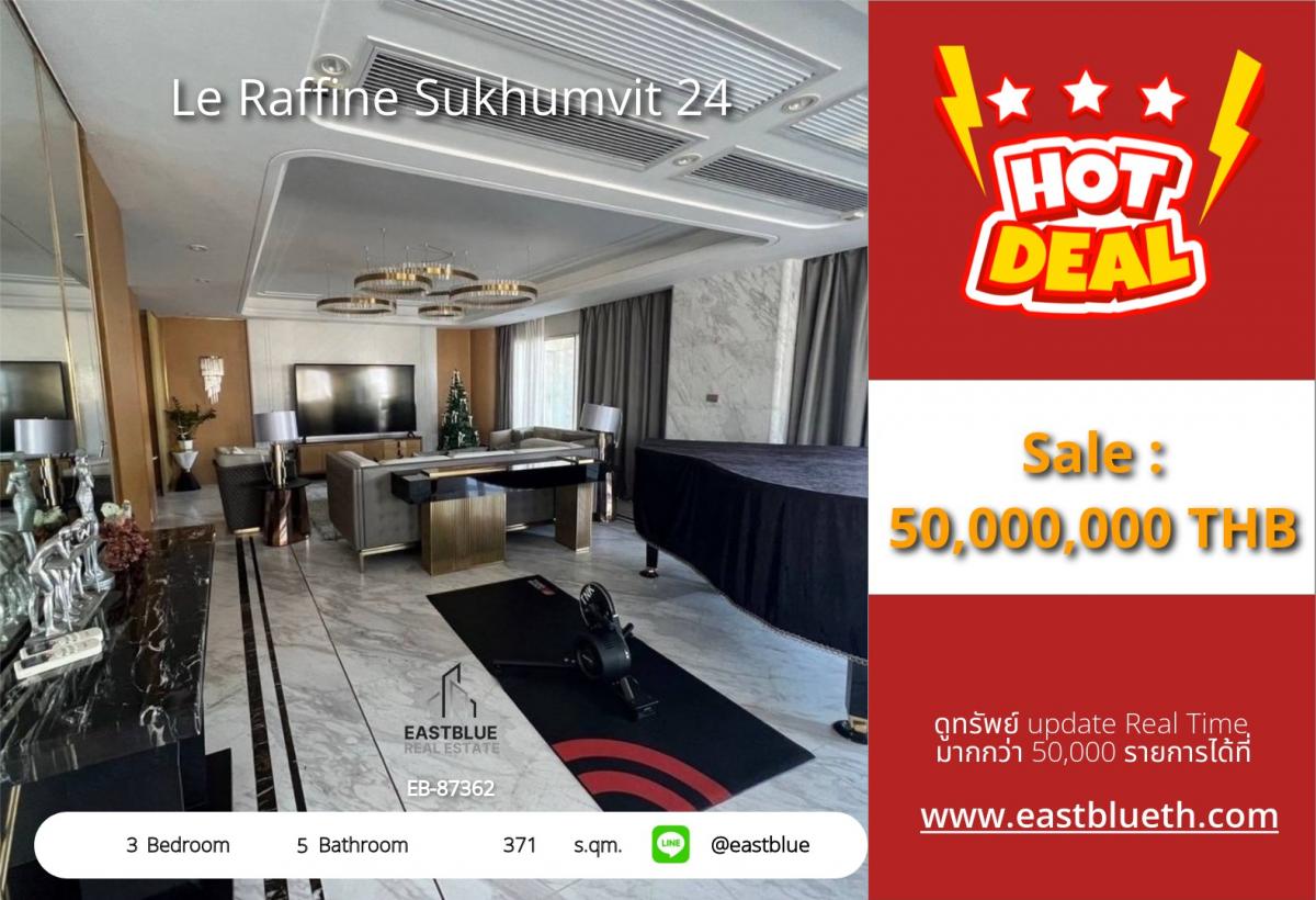 For SaleCondoSukhumvit, Asoke, Thonglor : Luxury on Sukhumvit 24!
3-bedroom condo, 371 sq.m., with a private swimming pool near BTS Phrom Phong