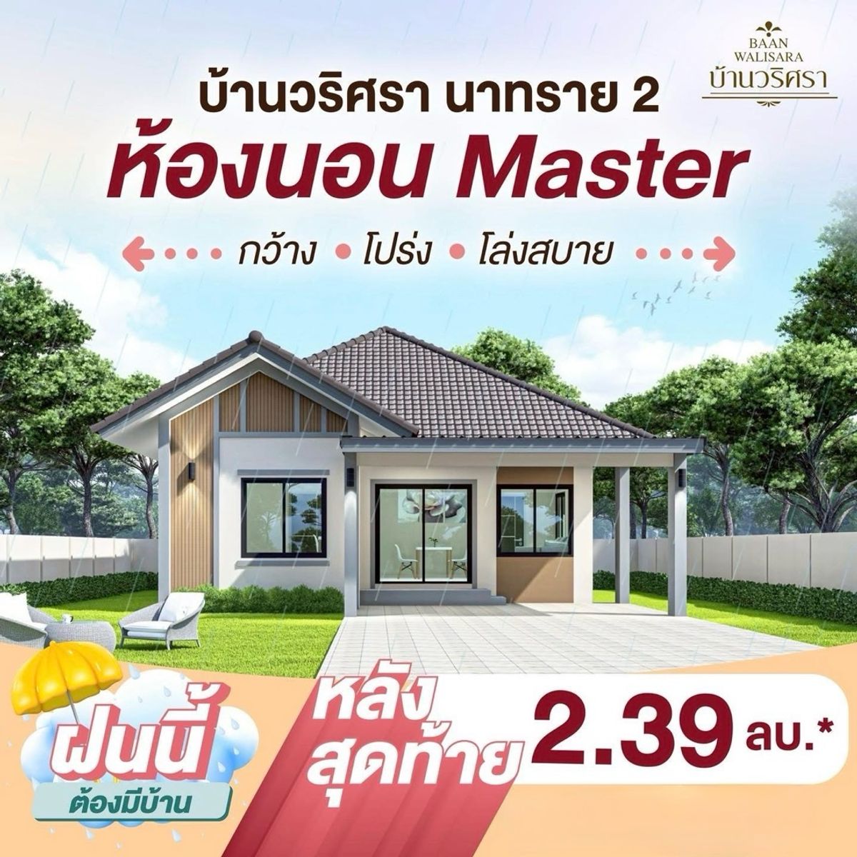 ขายบ้านอุดรธานี : บ้านเดี่ยวสวย ทำเลดี โครงการ บ้านวริศรา นาทราย 2  