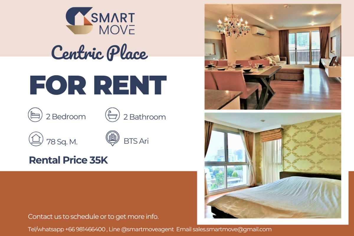 For RentCondoAri,Anusaowaree : 🔥 For Rent !! pool view !!🔥 Code C20230110832..........Centric Place, 2 bedroom, 2 bathroom, furnished, ready to move in 📣📣
