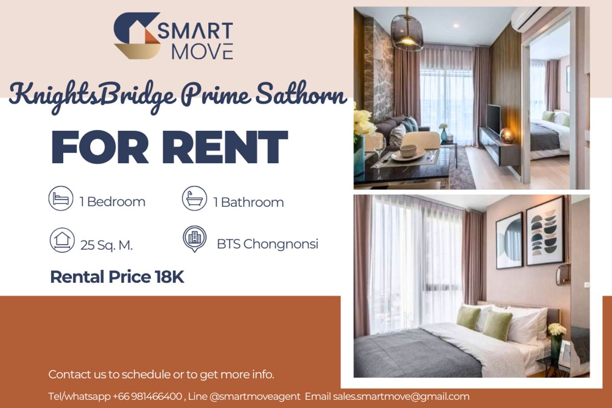 For RentCondoSathorn, Narathiwat : 🔥 For Rent !! high floor 17++, Modern style !!🔥 Code C20250800077......KnightsBridge Prime Sathorn, Studio room, 1 bathroom, furnished, ready to move in 📣📣