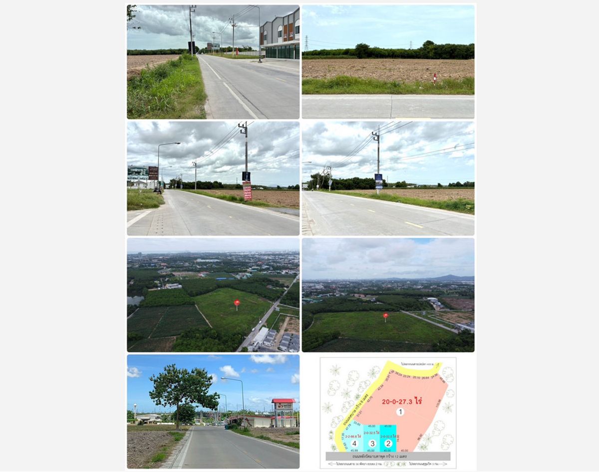 For SaleLandRayong : Call : 098-887-8949 Land for sale, Map Ta Phut, Mueang Rayong Near Sukhumvit Road, Area 2 rai and 20 rai, good location in the heart of Rayong City