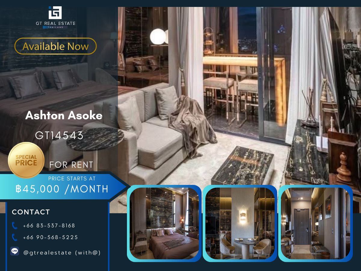 For RentCondoSukhumvit, Asoke, Thonglor : Ashton Asoke Condo is convenient to travel near the BTS Skytrain. Ready to move in !!