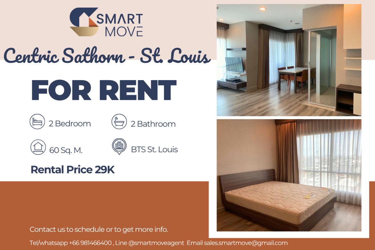 ให้เช่าคอนโดสาทร นราธิวาส : 🔥 สำหรับเช่า !! ชั้นสูง 13++,🔥 Code C20221200249......Centric Sathorn - St.Louis, 2 ห้องนอน, 2 ห้องน้ำ, แต่งครบ, พร้อมเข้าอยู่ 📣📣