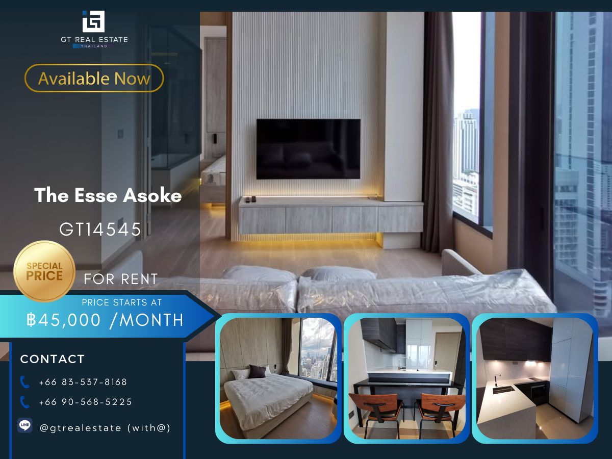 For RentCondoSukhumvit, Asoke, Thonglor : The ESSE Asoke Condo is convenient to travel near the BTS Skytrain. There is a beautiful room shuttle, complete furniture !!