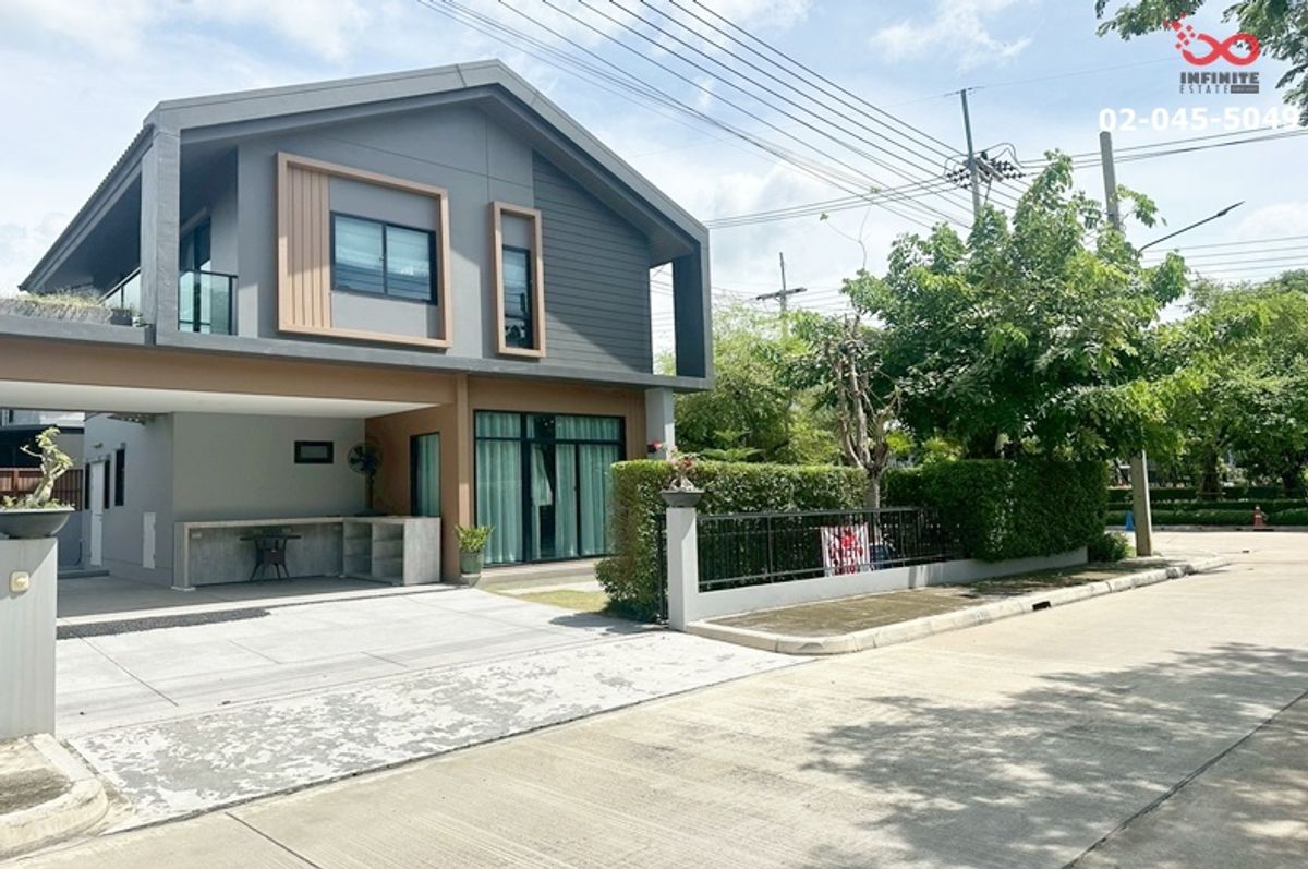 ขายบ้านปทุมธานี รังสิต ธรรมศาสตร์ : ขายและให้เช่าบ้านเดี่ยว 2 ชั้น 63 ตร.วา คณาสิริ ราชพฤกษ์ 346 หลังมุม พร้อมอยู่